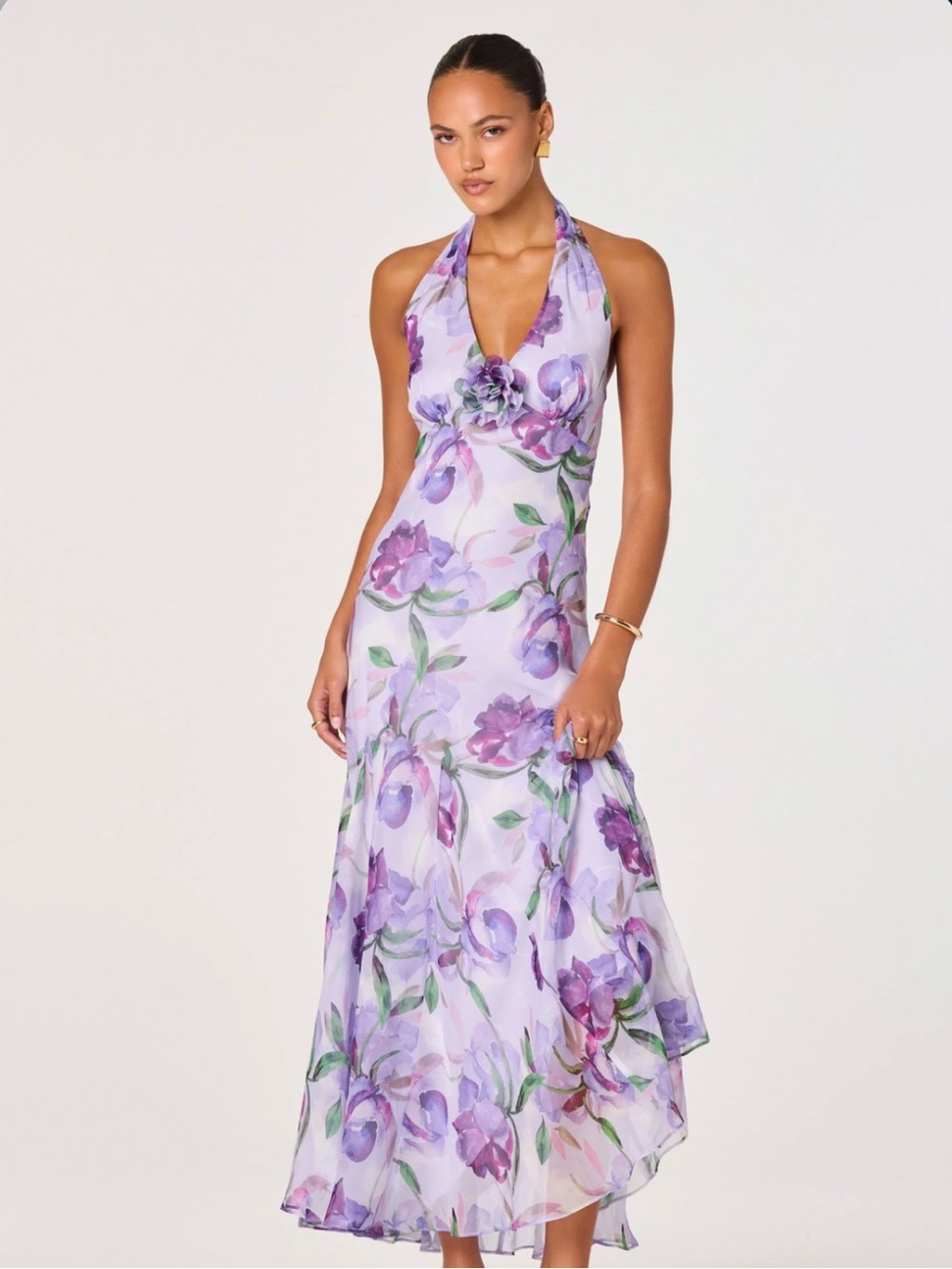 ASTR the Label Yasmeen Floral Halter Godet Maxi